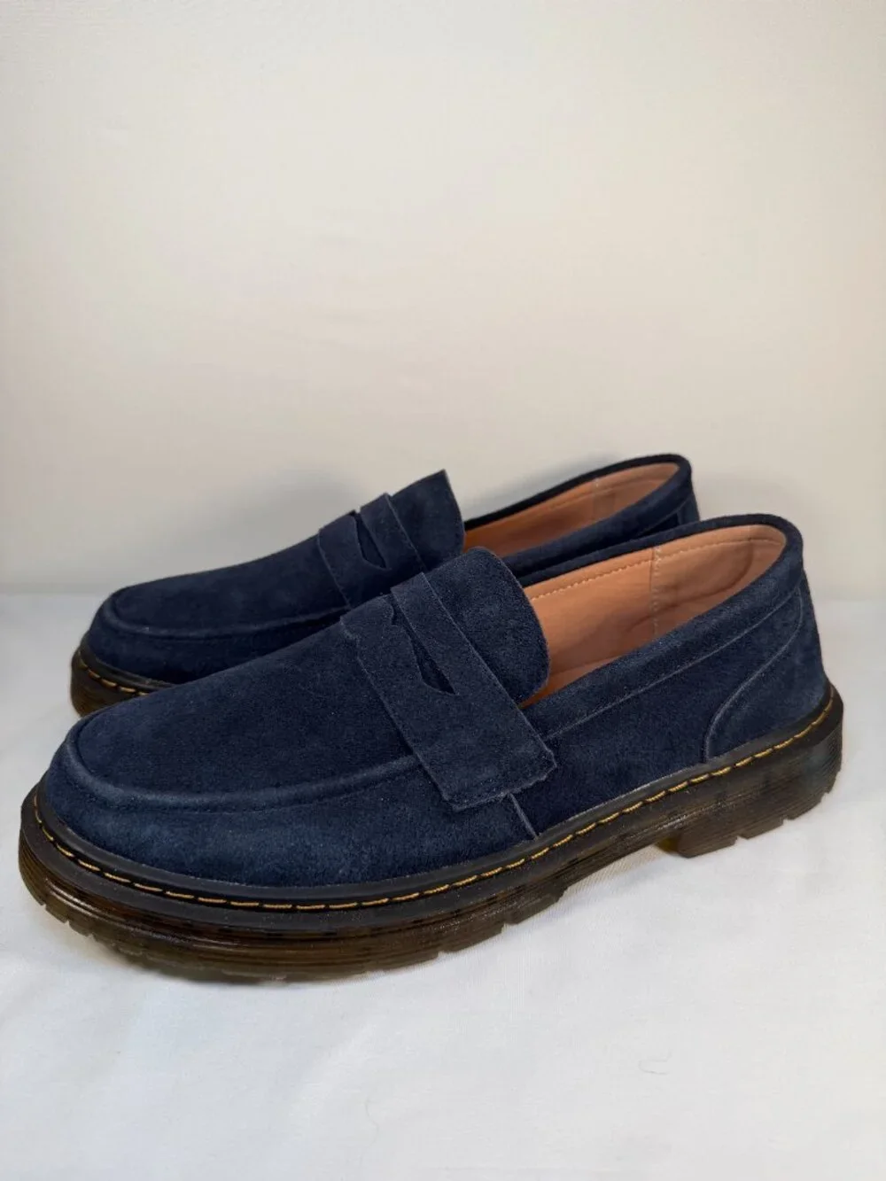 NWOT SENNYO Blue Suede Leather Penny Loafer Shoes 9.5